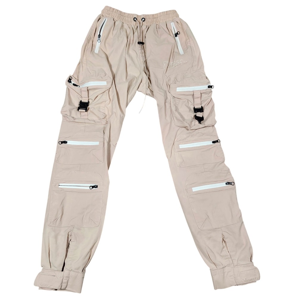 8&9 MFG Combat Nylon Joggers Rose Cargo Pants Zip Pockets Flawed - Picture 3 of 11